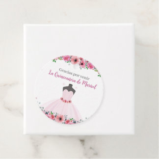 Etiquetas Para Recuerdos Fiesta De Vestido Quinceanera Floral Rosa