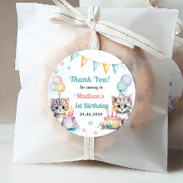 Etiquetas Para Recuerdos Fiesta del primer cumpleaños de Cute Kitty Cat