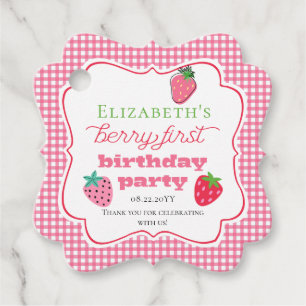 Etiquetas Para Recuerdos Fiesta del primer cumpleaños de Strawberries Chica