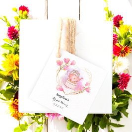Etiquetas Para Recuerdos Fiesta del Té Rosa Tetera de Oro Rosa Acuarela