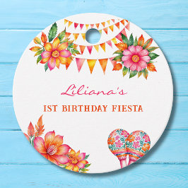 Etiquetas Para Recuerdos Fiesta Floral Rosa 1er cumpleaños Gracias