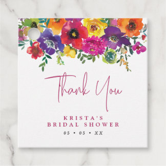 Etiquetas Para Recuerdos Fiesta Flores Coloridas Ducha Bridal Gracias