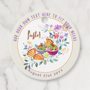 Etiquetas Para Recuerdos FIESTA Tacos Guacamole Folkart Flores Personalizad