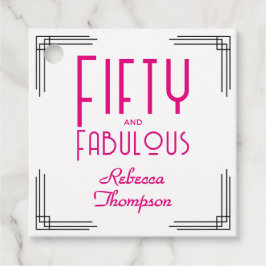 Etiquetas Para Recuerdos Fifty and Fabulous Hot Pink Art Deco 50th Birthday