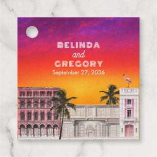 Etiquetas Para Recuerdos Fila de Arcoíris de Miami Beach Boda de Palma de C