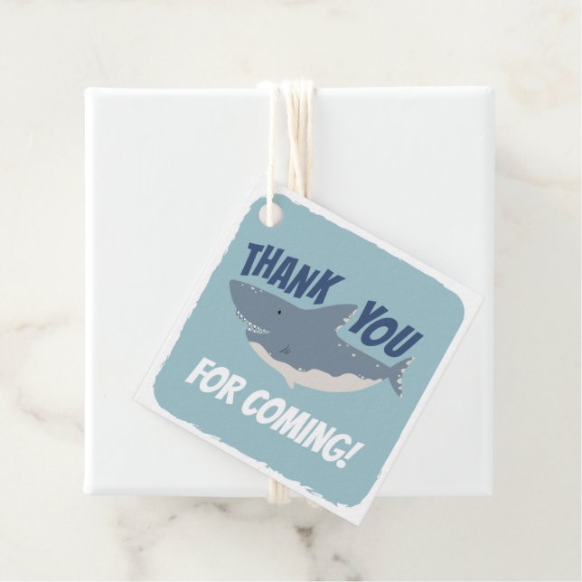 Etiquetas Para Recuerdos Fintastic Happy Shark Birthday Gracias (In situ)