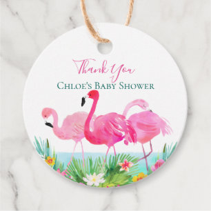 Etiquetas Para Recuerdos Flamencos rosados florales tropicales