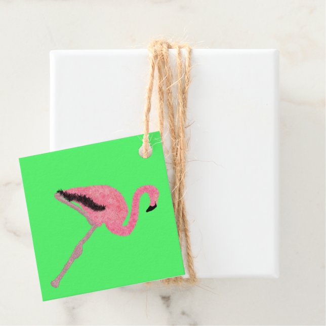 Etiquetas Para Recuerdos Flamingo rosa purpurina (In situ)