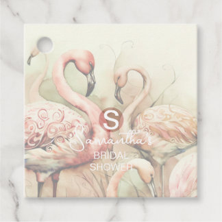 Etiquetas Para Recuerdos Flamingo Tropical Monograma Despedida de Soltera B