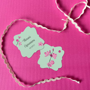 Etiquetas Para Recuerdos Flor de cerezo verde rosa y menta Quinceanera