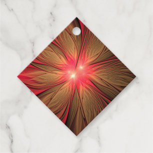 Etiquetas Para Recuerdos Flor fractal de fanatismo rojo