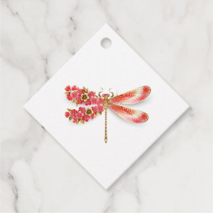 Etiquetas Para Recuerdos Flor libélula con sakura de joyas