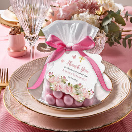 Etiquetas Para Recuerdos Flor rosa rosa |Butterflies Gold Cross Gracias