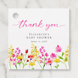 Etiquetas Para Recuerdos Flor silvestre Baby Shower acuarela rosa Gracias