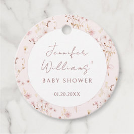 Etiquetas Para Recuerdos Flor silvestre rosa bebé ducha floral gracias