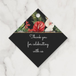 Etiquetas Para Recuerdos Flor tropical y hojas boda oscuro gracias