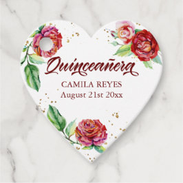 Etiquetas Para Recuerdos Flora de color de agua de rosas rojas vintage Quin