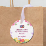 Etiquetas Para Recuerdos Floral 80th Birthday Favor Tag 80 Nombre personali<br><div class="desc">Floral 80th Birthday Favor Etiqueta 80 Custom Name. Celebra 80 maravillosos años con estas hermosas etiquetas de favores florales. Con un vibrante diseño floral "80" y personalizado con el nombre de "Elizabeth", estas etiquetas son perfectas para añadir un toque especial a los favores de fiesta para una celebración de cumpleaños...</div>