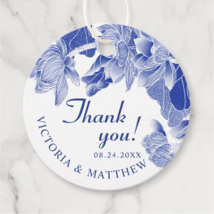 Etiquetas Para Recuerdos Floral blanca azul clásica y moderna gracias