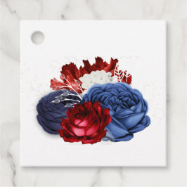 Etiquetas Para Recuerdos Floral blanca y azul roja 4 de julio Boda