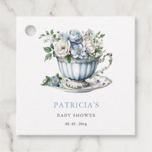 Etiquetas Para Recuerdos Floral Blue Tea Fiesta Boy Baby Shower