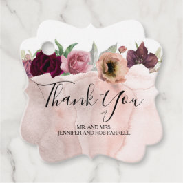 Etiquetas Para Recuerdos Floral Borgoña y Rosa deslumbrante boda vintage