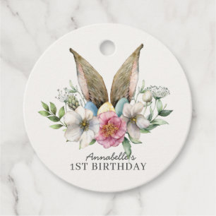 Etiquetas Para Recuerdos Floral Bunny Ear Birthday Gracias