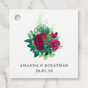 Etiquetas Para Recuerdos Floral Burgundy Antiguo