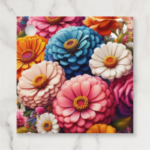 Etiquetas Para Recuerdos Floral colorida/zinnia de primavera/Rosa