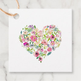 Etiquetas Para Recuerdos Floral Corazón acuarela Arte Amor Rosa Dulce