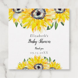 Etiquetas Para Recuerdos Floral de color de agua de Baby Shower de girasol