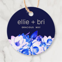 Floral de la Marina Azul redonda de 2" Magnolia