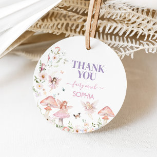 Etiquetas Para Recuerdos Floral Fairy Fairy First Birday Party Round