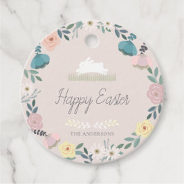 Etiquetas Para Recuerdos Floral Garden Easter Bunny Eggs Pink