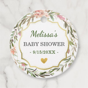 Etiquetas Para Recuerdos Floral Moda de flor verde Baby Shower Sprinkle