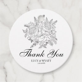 Etiquetas Para Recuerdos Floral Modern Black and White Gracias