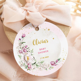 Etiquetas Para Recuerdos Floral Moon Pink Baby Shower