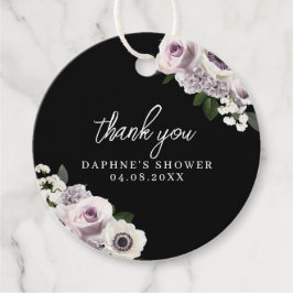 Etiquetas Para Recuerdos Floral morada negra Anemone y ducha de novia morad
