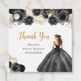 Etiquetas Para Recuerdos Floral Princess in Black Dress Sweet Sixteen