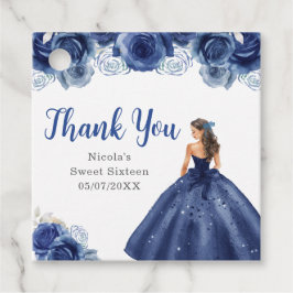Etiquetas Para Recuerdos Floral Princess in Navy Blue Dress Sweet Sixteen
