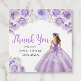 Etiquetas Para Recuerdos Floral Princess in Purple Dress Sweet Sixteen