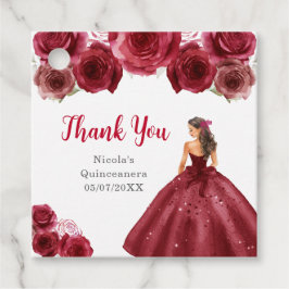 Etiquetas Para Recuerdos Floral Princess in Red Dress Quinceanera