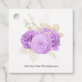 Etiquetas Para Recuerdos Floral púrpura y marfil