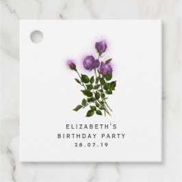 Etiquetas Para Recuerdos Floral Púrpura y Marfil