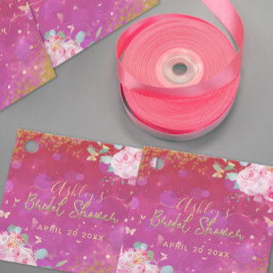 Etiquetas Para Recuerdos Floral rosa Elegante ducha romántica de novias