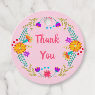 Etiquetas Para Recuerdos Floral rosa mexicana Fiesta Arte Popular Gracias