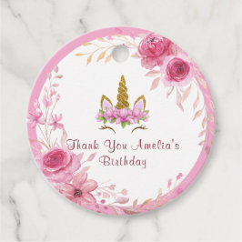 Etiquetas Para Recuerdos Floral rosa| Partido de Cumpleaños de Unicornio