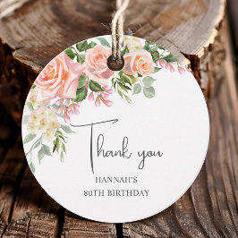 Etiquetas Para Recuerdos Floral rosa rosa rosa rosa rosa rosa 80 cumpleaños