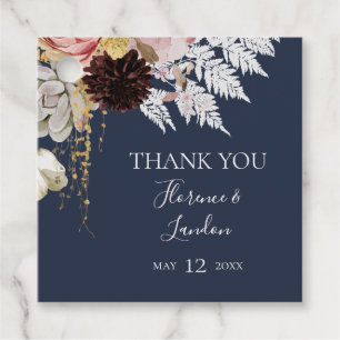 Etiquetas Para Recuerdos Floral Rubor moderna Navy Gracias Por Favor De L