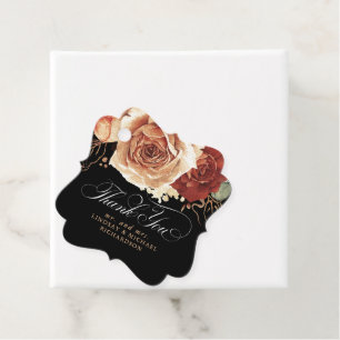 Etiquetas Para Recuerdos Floral Terracotta Boho Boda Negro Gracias